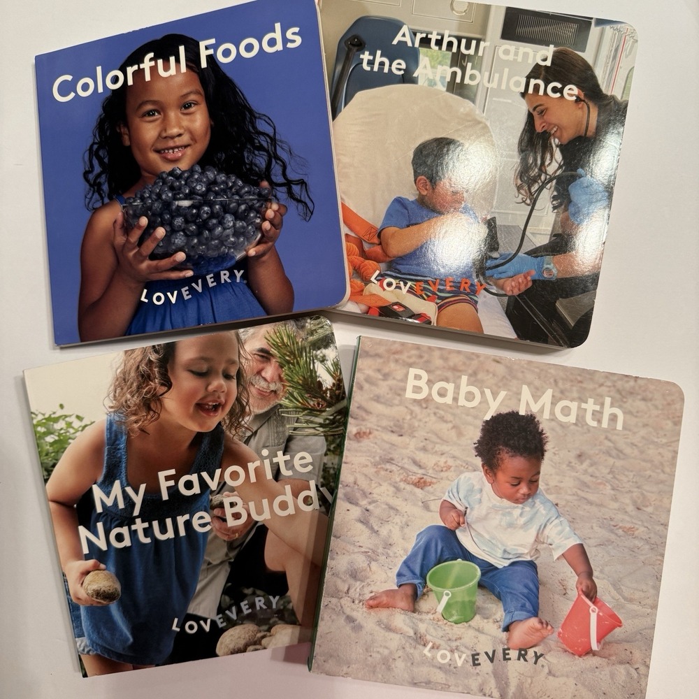 Lovevery Board Book Lot 4 Colorful Foods Arthur and Ambulance Nature Buddy Math